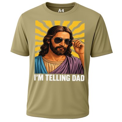 I Saw That Im Telling Dad Funny Religious Christian Jesus Cooling Performance Crew T-Shirt