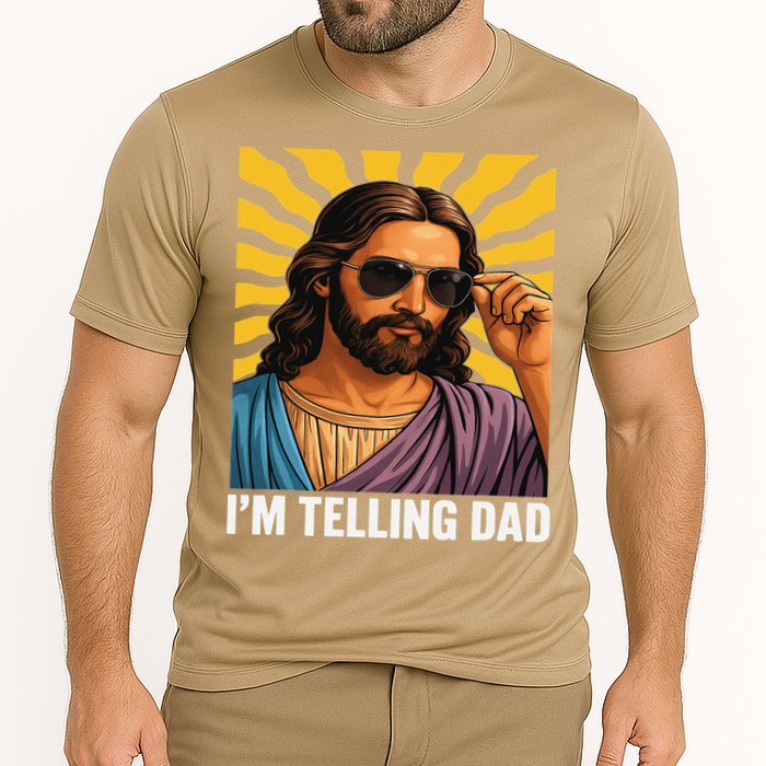 I Saw That Im Telling Dad Funny Religious Christian Jesus Cooling Performance Crew T-Shirt