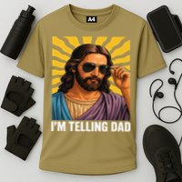 I Saw That Im Telling Dad Funny Religious Christian Jesus Cooling Performance Crew T-Shirt