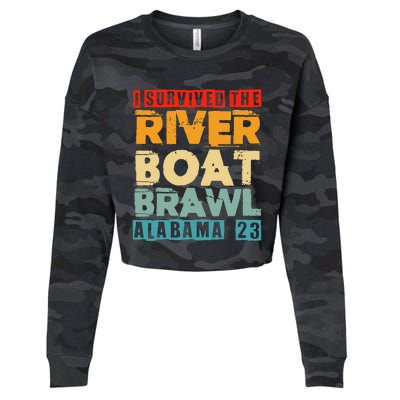 I Survived The Riverboat Brawl Alabama Funny Montgomery AL Cropped Pullover Crew