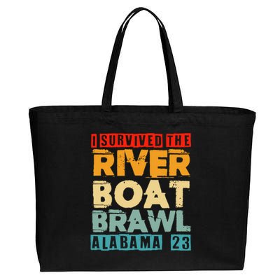 I Survived The Riverboat Brawl Alabama Funny Montgomery AL Cotton Canvas Jumbo Tote