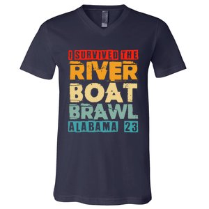 I Survived The Riverboat Brawl Alabama Funny Montgomery AL V-Neck T-Shirt