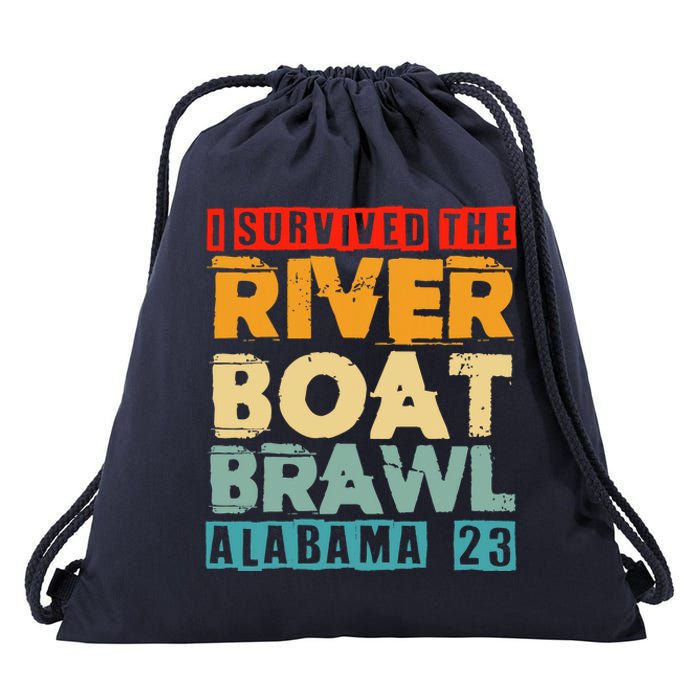 I Survived The Riverboat Brawl Alabama Funny Montgomery AL Drawstring Bag