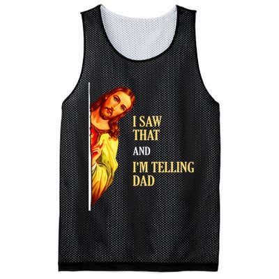 I Saw That IM Telling Dad Funny Religious Christian Jesus Mesh Reversible Basketball Jersey Tank