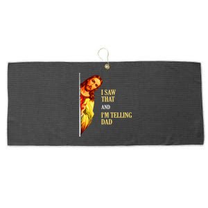 I Saw That IM Telling Dad Funny Religious Christian Jesus Large Microfiber Waffle Golf Towel