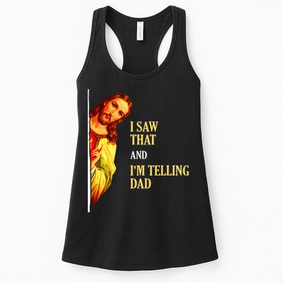 I Saw That IM Telling Dad Funny Religious Christian Jesus Womens Tank Top