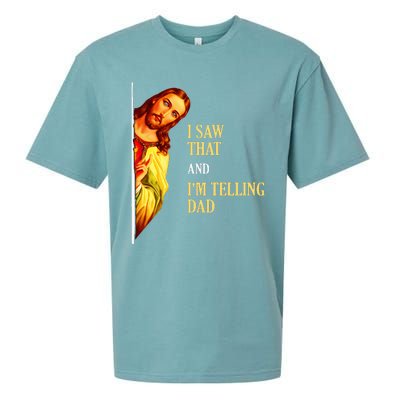 I Saw That IM Telling Dad Funny Religious Christian Jesus Sueded Cloud Jersey T-Shirt