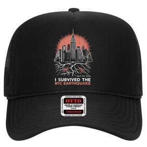 I Survived The Nyc Earthquake High Crown Mesh Back Trucker Hat