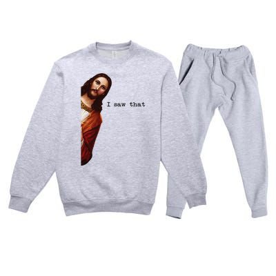 I Saw That Funny Jesus Christian Premium Crewneck Sweatsuit Set