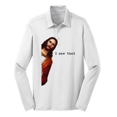 I Saw That Funny Jesus Christian Silk Touch Performance Long Sleeve Polo