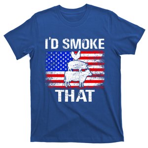 I’d Smoke That Cow Pig Chicken American Flag 4th Of July Funny Gift T-Shirt