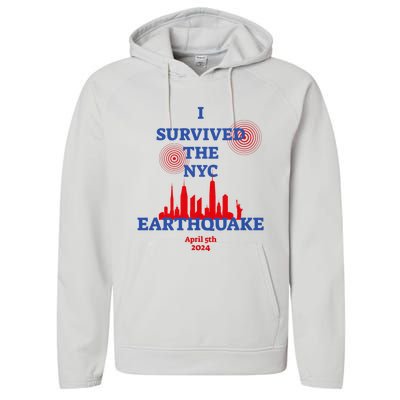 I Survived The Nyc Earthquake 2024 Performance Fleece Hoodie