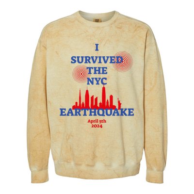 I Survived The Nyc Earthquake 2024 Colorblast Crewneck Sweatshirt