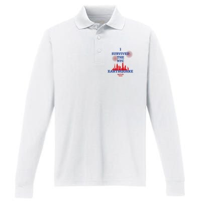 I Survived The Nyc Earthquake 2024 Performance Long Sleeve Polo