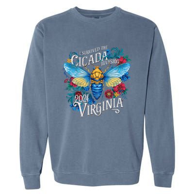 I Survived The Cicada Invasion Virginia 2024 Brood Xix Xiii Garment-Dyed Sweatshirt