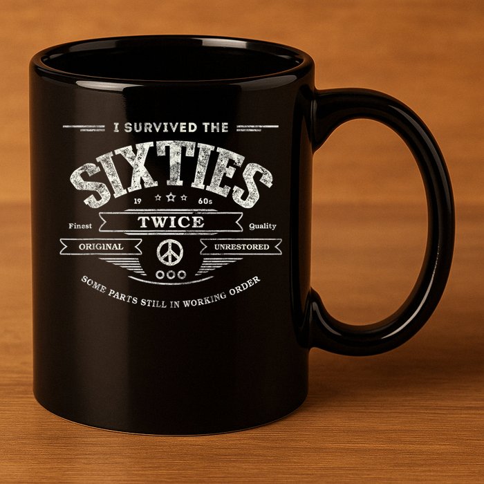 I Survived The Sixties Twice Built In 60s 60th Birthday 11oz C Handle Ceramic Mug
