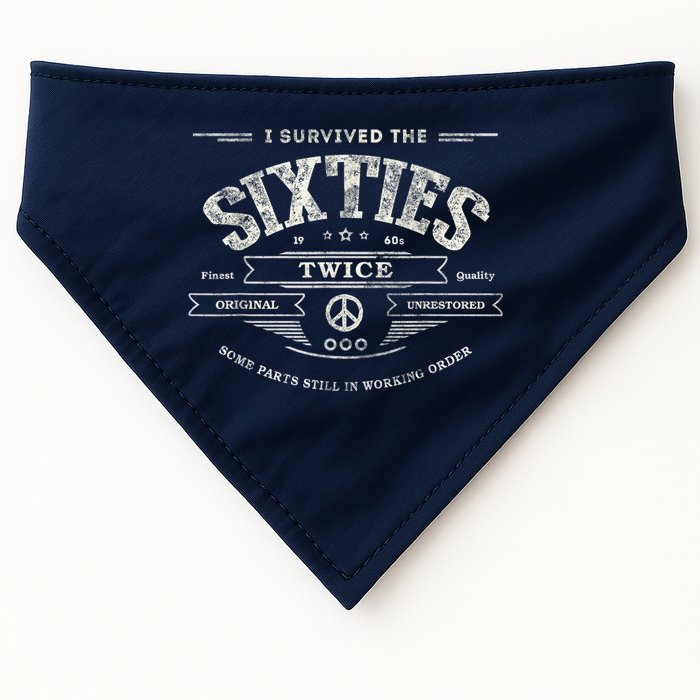 I Survived The Sixties Twice Built In 60s 60th Birthday USA-Made Doggie Bandana