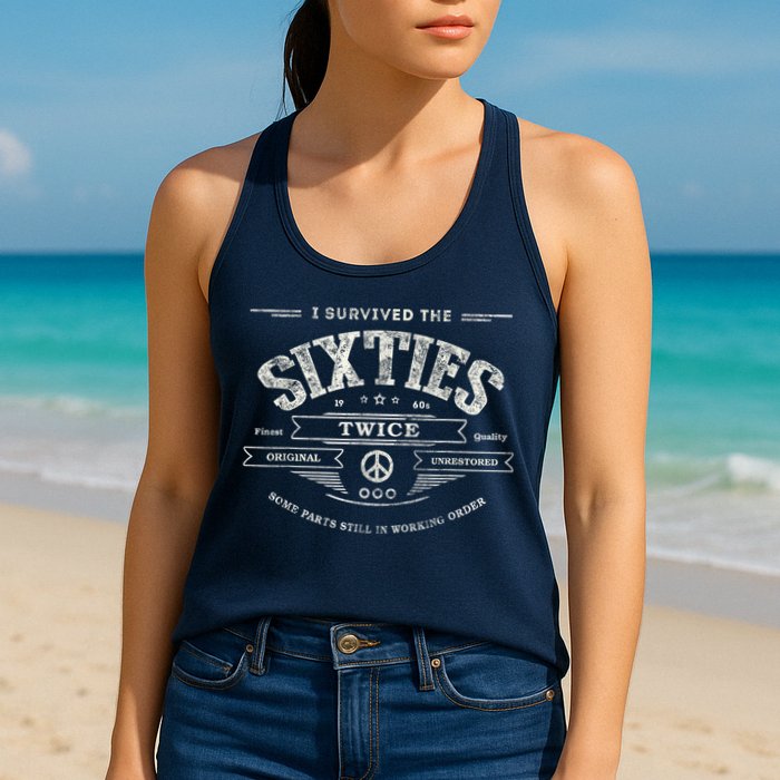 I Survived The Sixties Twice Built In 60s 60th Birthday Womens Tank Top