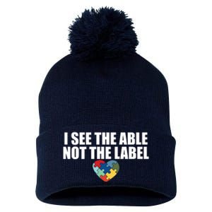 I See The ABLE Not The LABEL Pom Pom 12in Knit Beanie