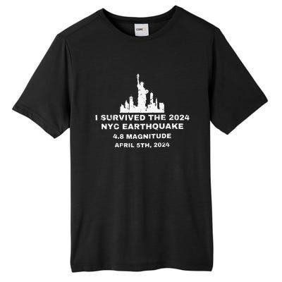 I Survived The 2024 Nyc Earthquake Funny Survived Tall Fusion ChromaSoft Performance T-Shirt