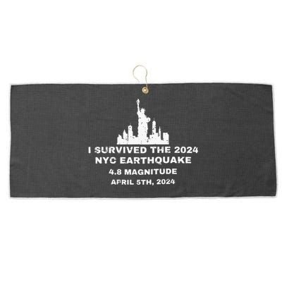 I Survived The 2024 Nyc Earthquake Funny Survived Large Microfiber Waffle Golf Towel