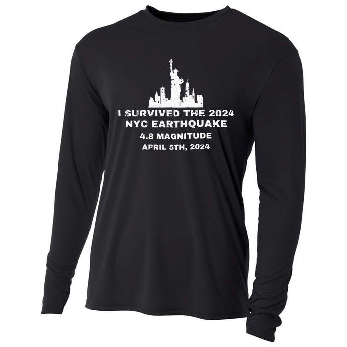 I Survived The 2024 Nyc Earthquake Funny Survived Cooling Performance Long Sleeve Crew