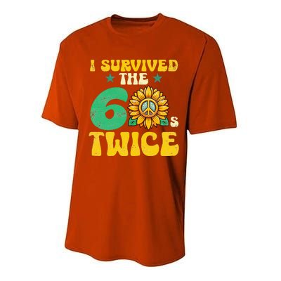 I Survived The 60s Twice Sixties 60s And 70s Year Sunflower Performance Sprint T-Shirt