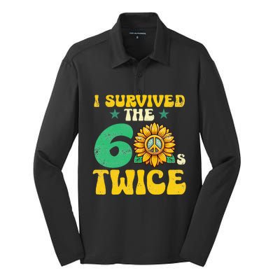 I Survived The 60s Twice Sixties 60s And 70s Year Sunflower Silk Touch Performance Long Sleeve Polo