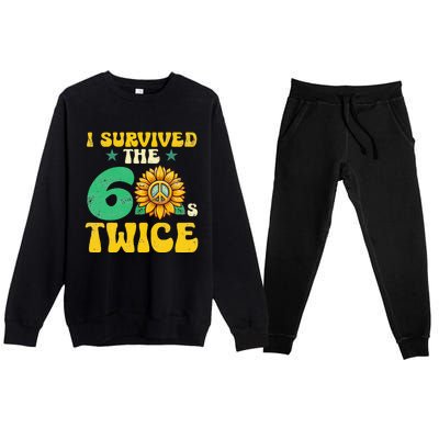 I Survived The 60s Twice Sixties 60s And 70s Year Sunflower Premium Crewneck Sweatsuit Set