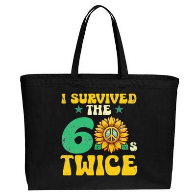 I Survived The 60s Twice Sixties 60s And 70s Year Sunflower Cotton Canvas Jumbo Tote