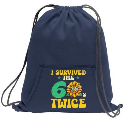 I Survived The 60s Twice Sixties 60s And 70s Year Sunflower Sweatshirt Cinch Pack Bag