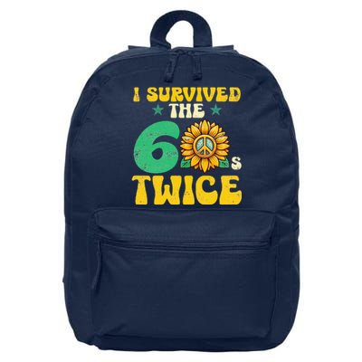 I Survived The 60s Twice Sixties 60s And 70s Year Sunflower 16 in Basic Backpack