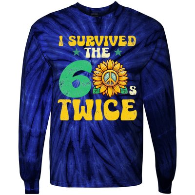 I Survived The 60s Twice Sixties 60s And 70s Year Sunflower Tie-Dye Long Sleeve Shirt