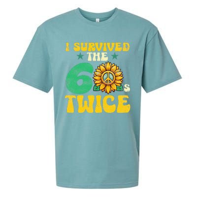 I Survived The 60s Twice Sixties 60s And 70s Year Sunflower Sueded Cloud Jersey T-Shirt