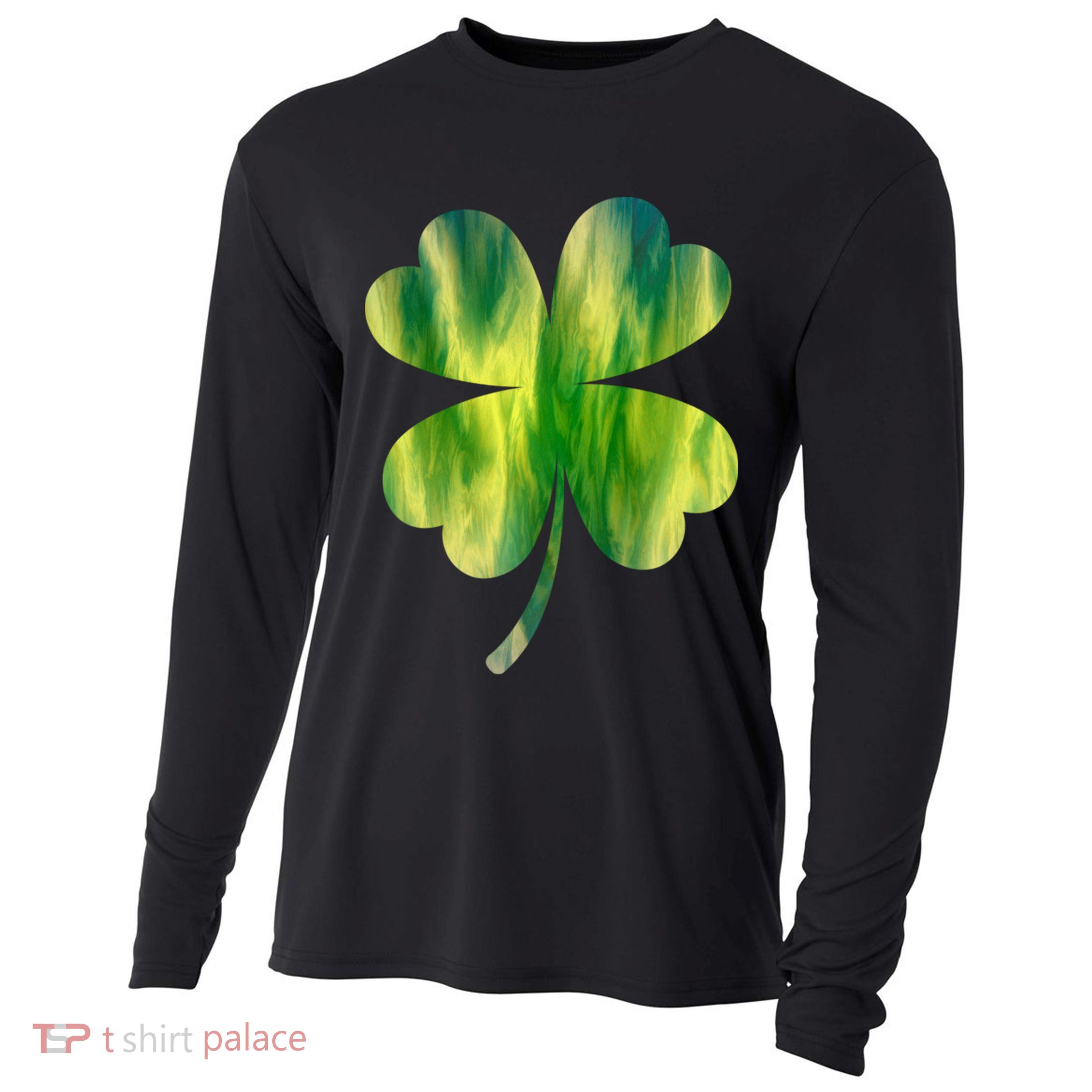 Irish Shamrock Tie Dye Happy St Patrick's Day Go Lucky Gift Cooling Performance Long Sleeve Crew