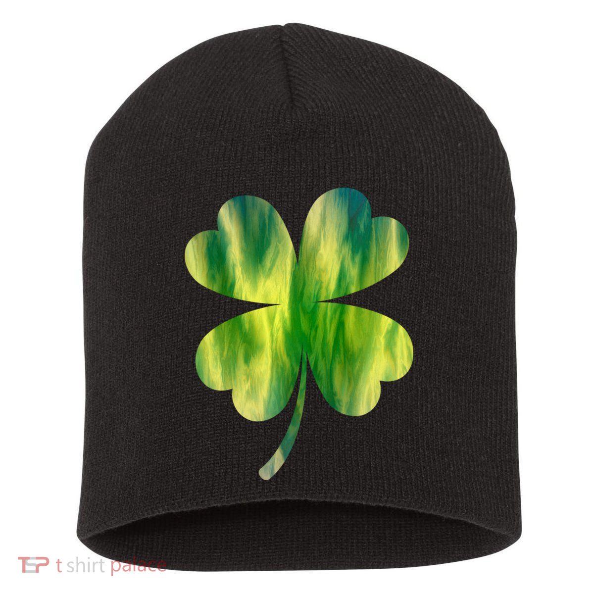 Irish Shamrock Tie Dye Happy St Patrick's Day Go Lucky Gift Short Acrylic Beanie