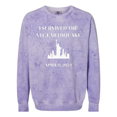 I Survived The Nyc Earthquake Colorblast Crewneck Sweatshirt