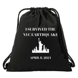 I Survived The Nyc Earthquake Drawstring Bag