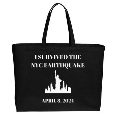 I Survived The Nyc Earthquake Cotton Canvas Jumbo Tote