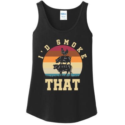 Id Smoke That Funny Smoked Pork Meat Lover Bbq Gift Barbecue Ladies Essential Tank