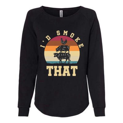 Id Smoke That Funny Smoked Pork Meat Lover Bbq Gift Barbecue Womens California Wash Sweatshirt