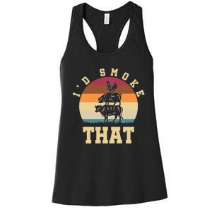 Id Smoke That Funny Smoked Pork Meat Lover Bbq Gift Barbecue Women's Racerback Tank