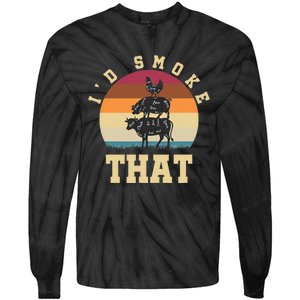 Id Smoke That Funny Smoked Pork Meat Lover Bbq Gift Barbecue Tie-Dye Long Sleeve Shirt