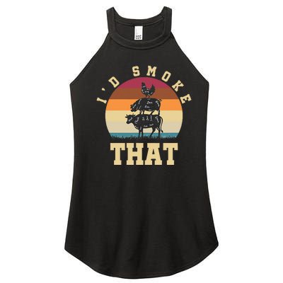 Id Smoke That Funny Smoked Pork Meat Lover Bbq Gift Barbecue Women's Perfect Tri Rocker Tank