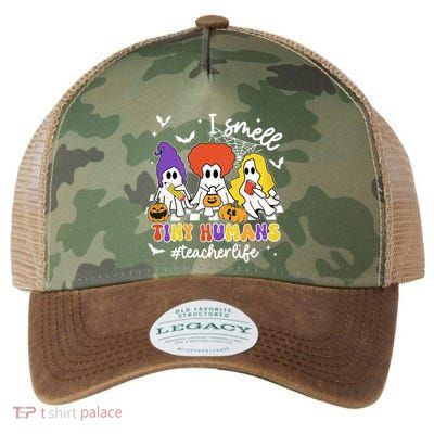 I Smell Tiny Hu Retro Teacher Halloween Spooky Teacher Cool Gift Legacy Tie Dye Trucker Hat