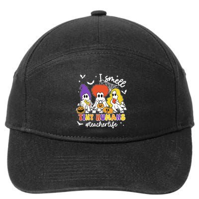 I Smell Tiny Hu Retro Teacher Halloween Spooky Teacher Cool Gift 7-Panel Snapback Hat