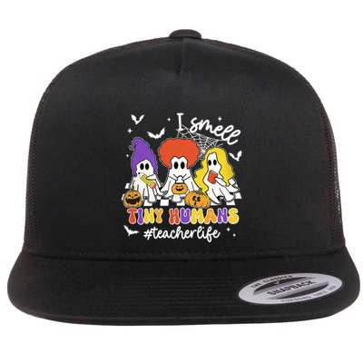 I Smell Tiny Hu Retro Teacher Halloween Spooky Teacher Cool Gift Flatbill Hat