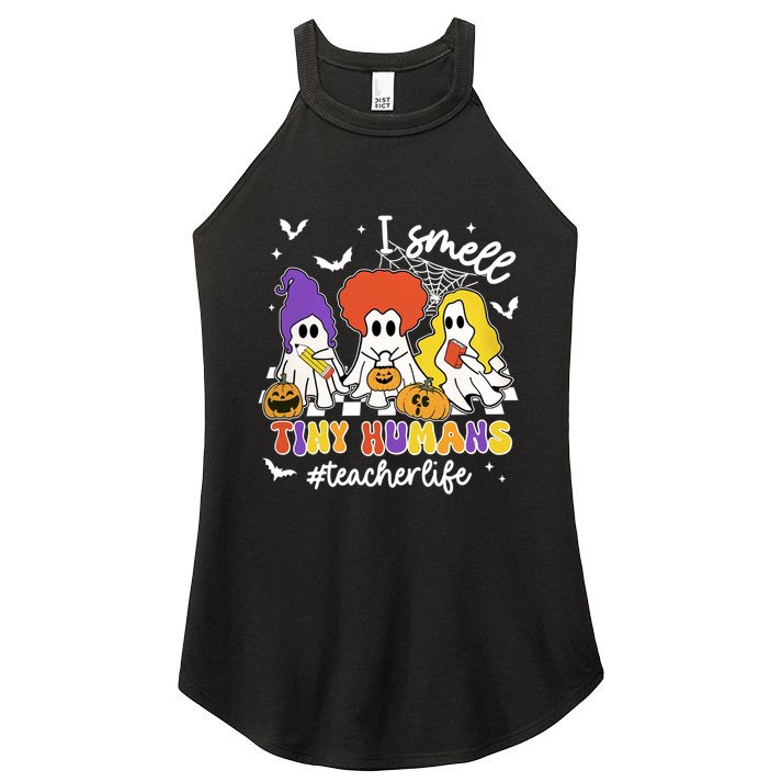 I Smell Tiny Hu Retro Teacher Halloween Spooky Teacher Cool Gift Women's Perfect Tri Rocker Tank