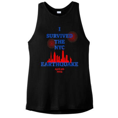 I Survived The Nyc Earthquake Ladies PosiCharge Tri-Blend Wicking Tank