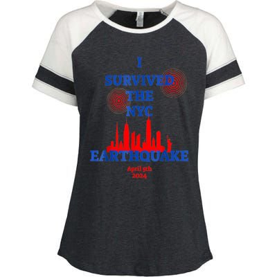 I Survived The Nyc Earthquake Enza Ladies Jersey Colorblock Tee